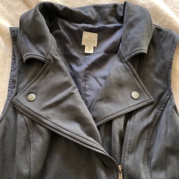 Lauren Conrad Size 10 slate blue/gray suede vest - Picture 7 of 8